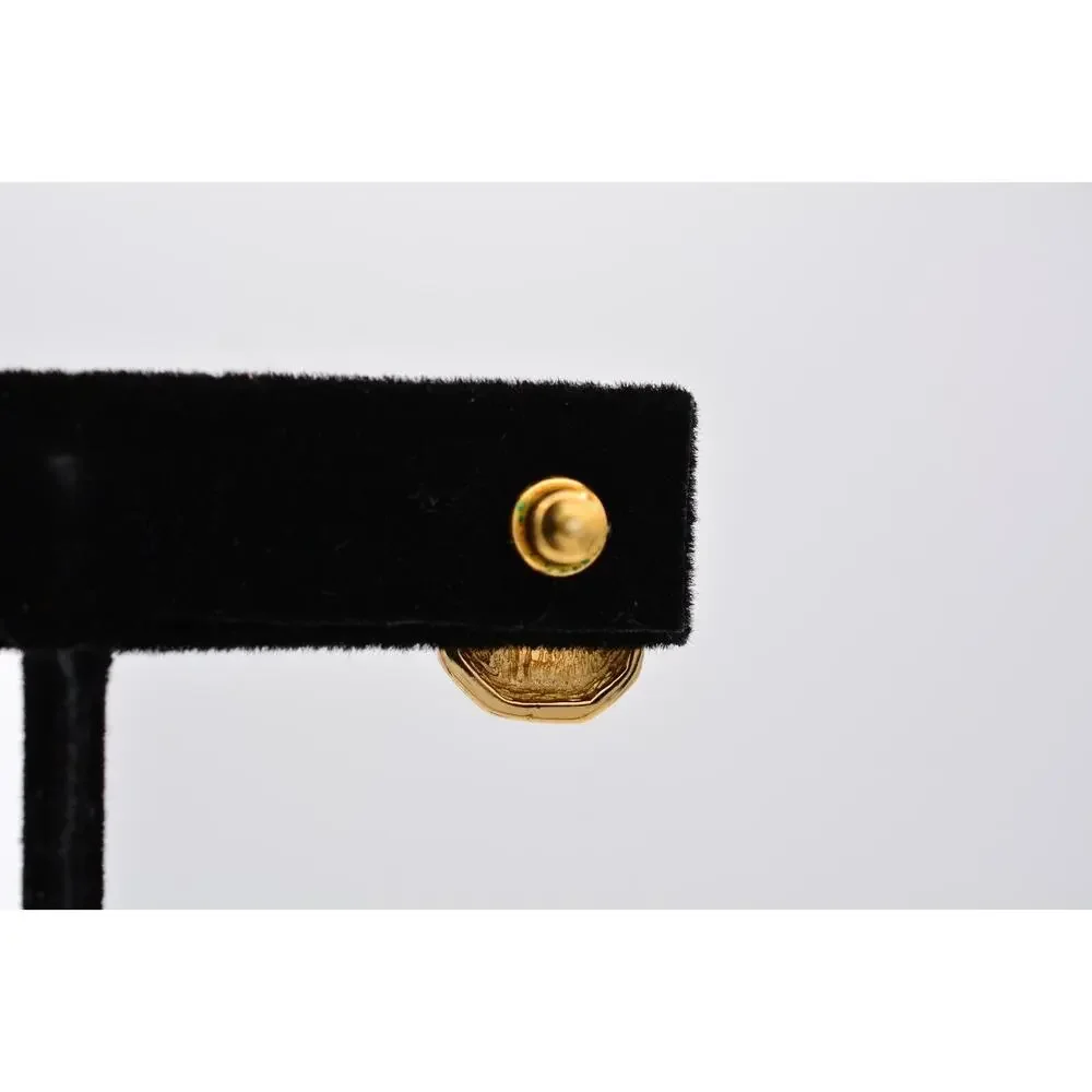 Christian Dior Vintage Crystal Earrings Gold Purple Baguette Signed 1980s BinAZ - Picture 9 of 12